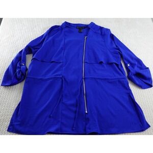 Fashion To Figure Royal blue zip-up utility anorak top with drawstring waist s 1